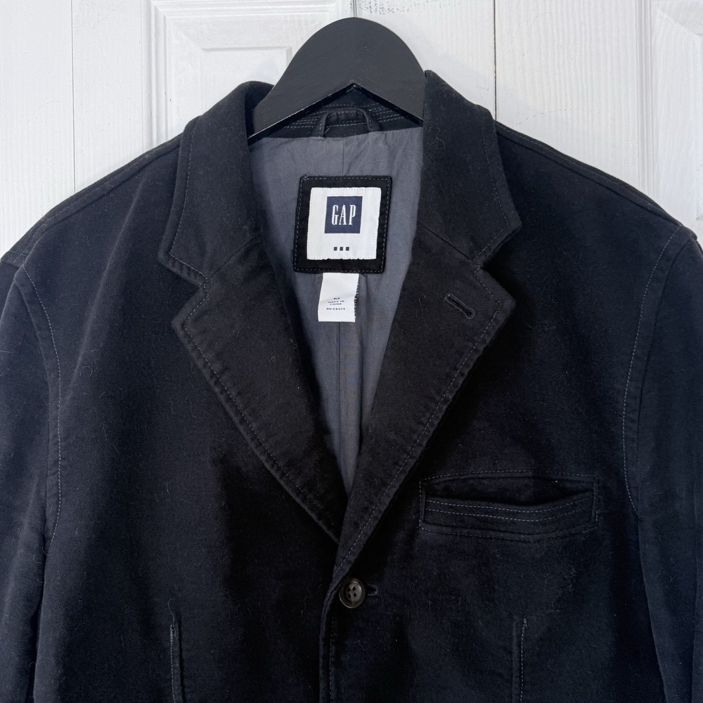 Vintage GAP Men M Black Twill Blazer Jacket 3-Button Sport Coat Fall 2005 Y2K - Picture 9 of 12